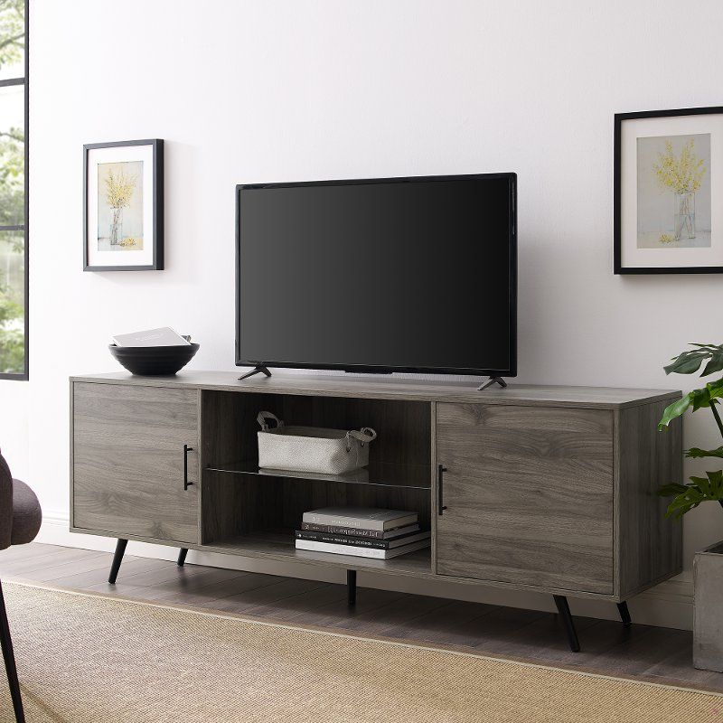 Mid Century Modern 70 Inch Tv Stand – Slate Grey | Rc With Richmond Tv Unit Stands (Gallery 17 of 20)