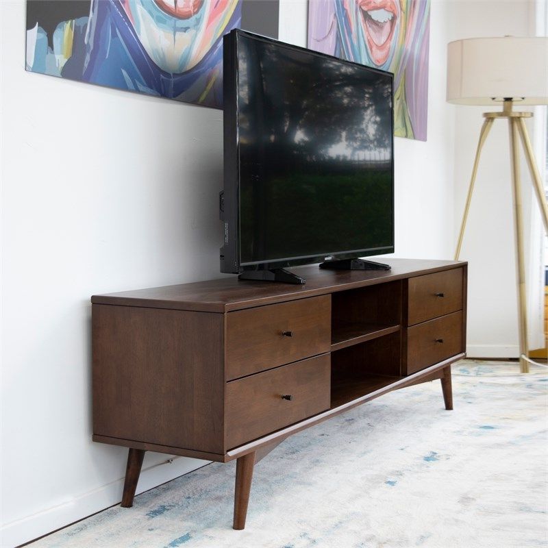 Mid Century Modern Denver Walnut Wood Tv Stand – Ash7303 With Mid Century 2 Door Tv Stands In Dark Walnut (Gallery 15 of 20)