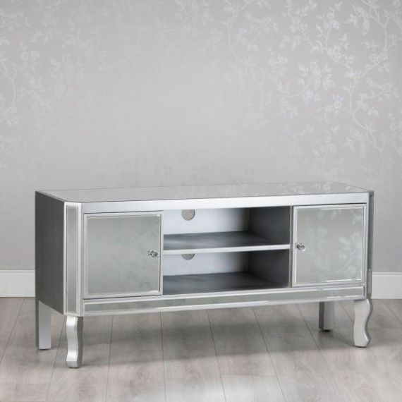 Mirrored Glass Tv Unit 120 Throughout Loren Mirrored Wide Tv Unit Stands (Gallery 5 of 20)
