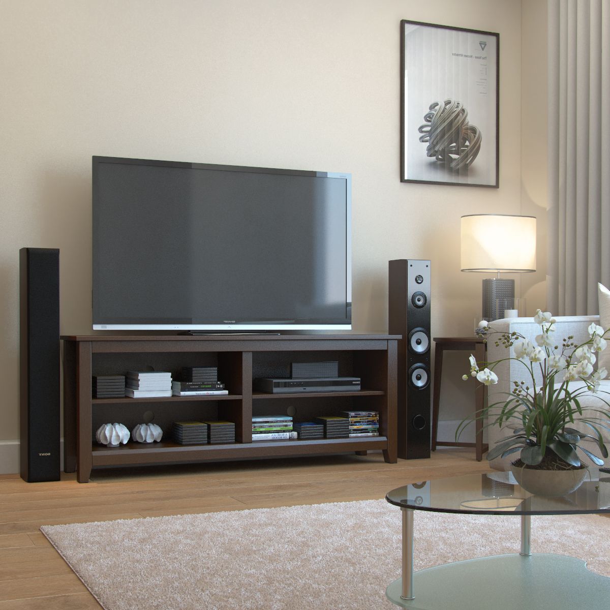 Mission 58 Inch Wood Tv Console In Espresso With Kamari Tv Stands For Tvs Up To 58" (Gallery 16 of 20)