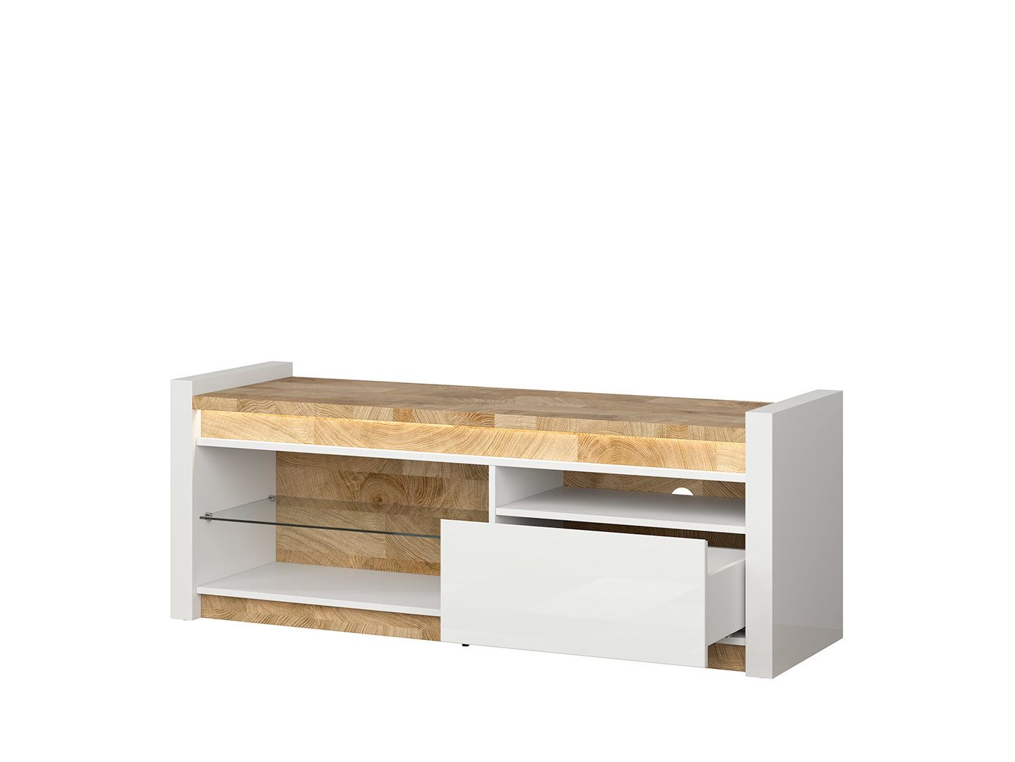 Featured Photo of 20 Inspirations Zimtown Modern Tv Stands High Gloss Media Console Cabinet with Led Shelf and Drawers