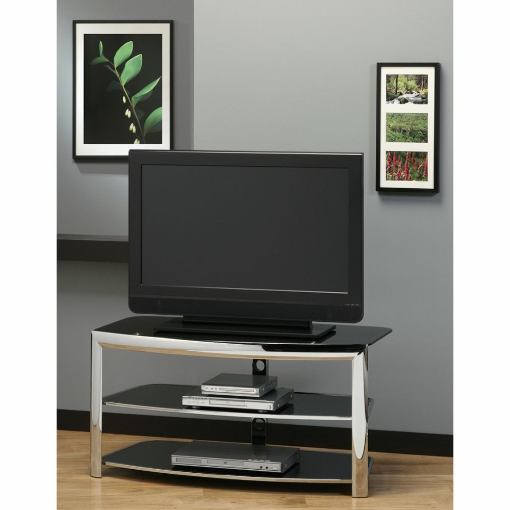 Monarch Specialties – Tv Stand Chrome Metal Black Tempered In Chromium Extra Wide Tv Unit Stands (Gallery 19 of 20)