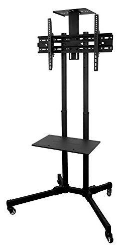 Mount It! Mi 876 Tv Cart Mobile Tv Stand Wheeled Height Regarding Easyfashion Adjustable Rolling Tv Stands For Flat Panel Tvs (View 6 of 20)