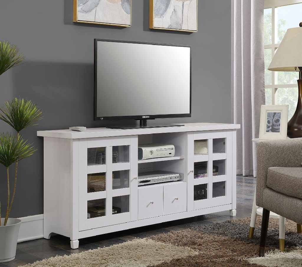 Newport Park Lane 60" Tv Stand In White – Convenience With Convenience Concepts Newport Marbella 60&quot; Tv Stands (Gallery 4 of 20)