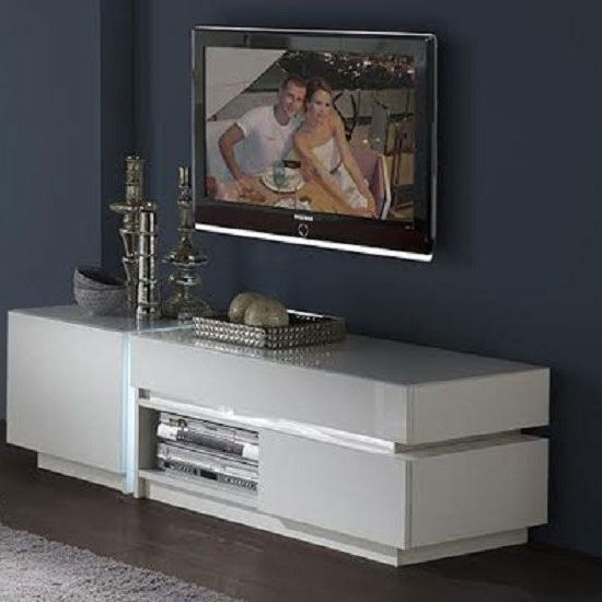 Nicoli Lcd Tv Stand In White High Gloss With 2 Drawer | Tv Regarding 47" Tv Stands High Gloss Tv Cabinet With 2 Drawers (Gallery 15 of 20)