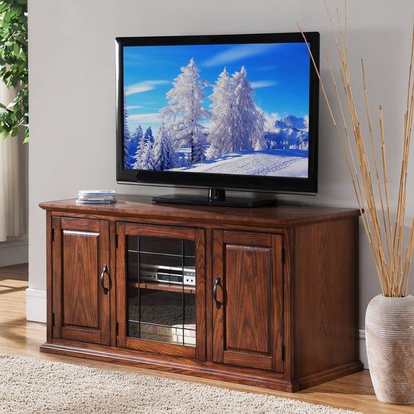 Oak Wood/glass 50 Inch Leaded Tv Stand – Free Shipping With Regard To Astoria Oak Tv Stands (View 17 of 20)