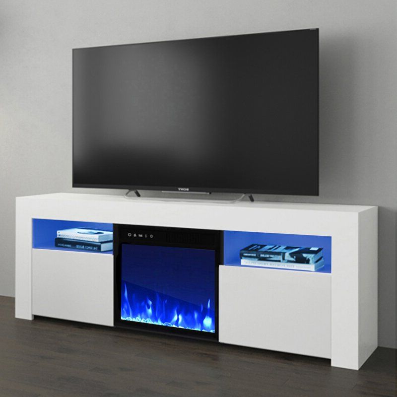 Orren Ellis Earle Tv Stand For Tvs Up To 65" With Electric Regarding Olinda Tv Stands For Tvs Up To 65" (View 14 of 20)