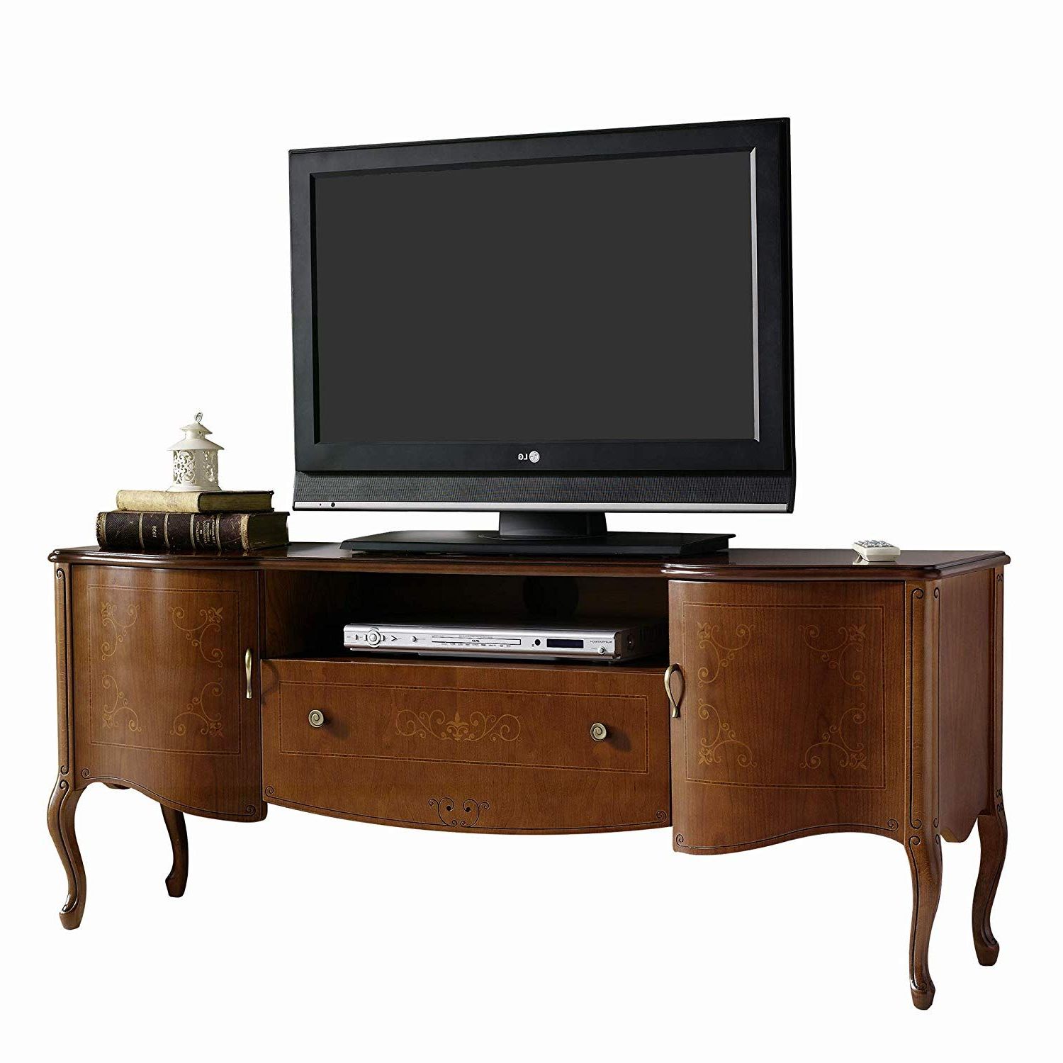Panamar Solid 2 Cabinets 1 Drawer/wood Incrustation/tv Inside Tiva Oak Ladder Tv Stands (Gallery 20 of 20)