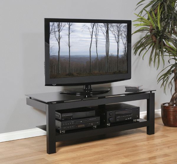 Plateau Black Glass Top Wide Tv Stand In Copen Wide Tv Stands (View 11 of 20)