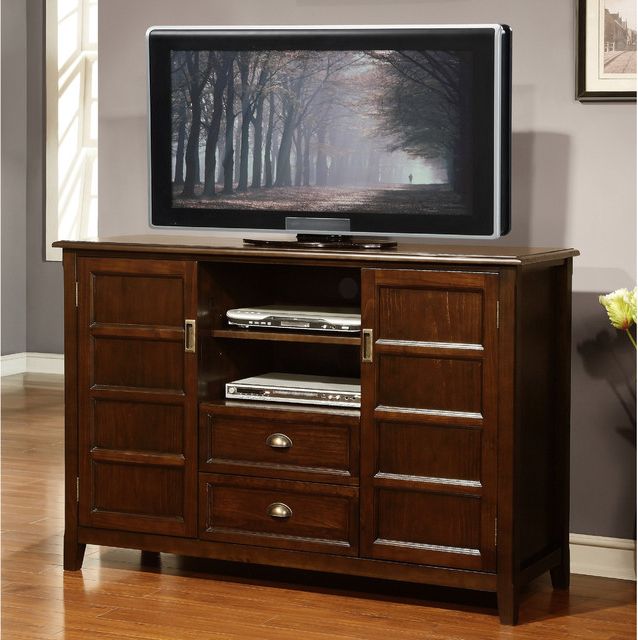 Portland Collection Espresso Brown Tall Tv Stand For Alden Design Wooden Tv Stands With Storage Cabinet Espresso (Gallery 1 of 20)