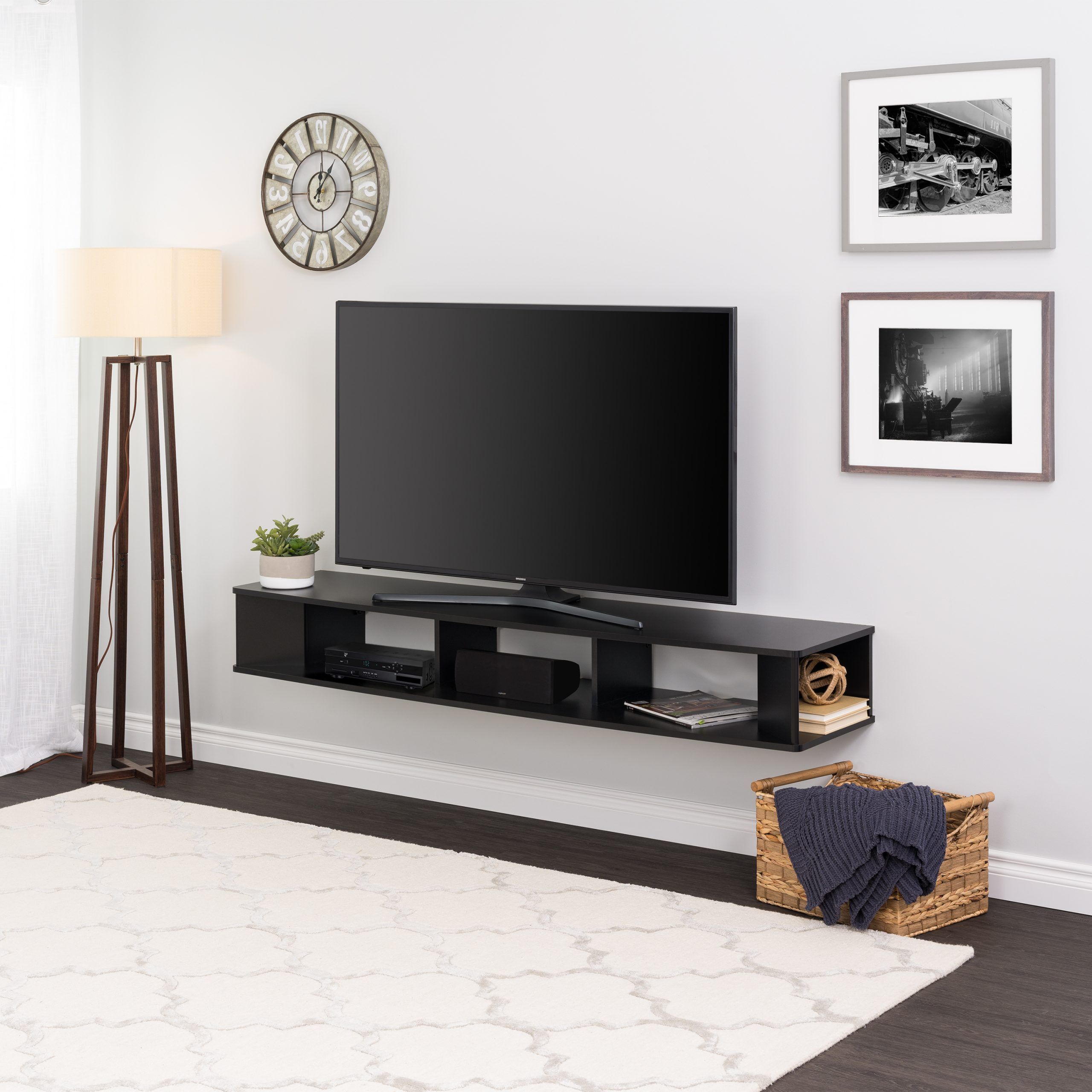 Prepac 70 Inch Wide Wall Mounted Tv Stand, Black – Walmart Throughout Mainor Tv Stands For Tvs Up To 70&quot; (Gallery 19 of 20)