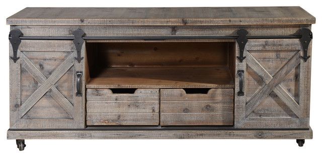 Presley 2 Door, 2 Drawer, And Open Center Tv Stand Throughout Techni Mobili 53&quot; Driftwood Tv Stands In Grey (Gallery 16 of 20)