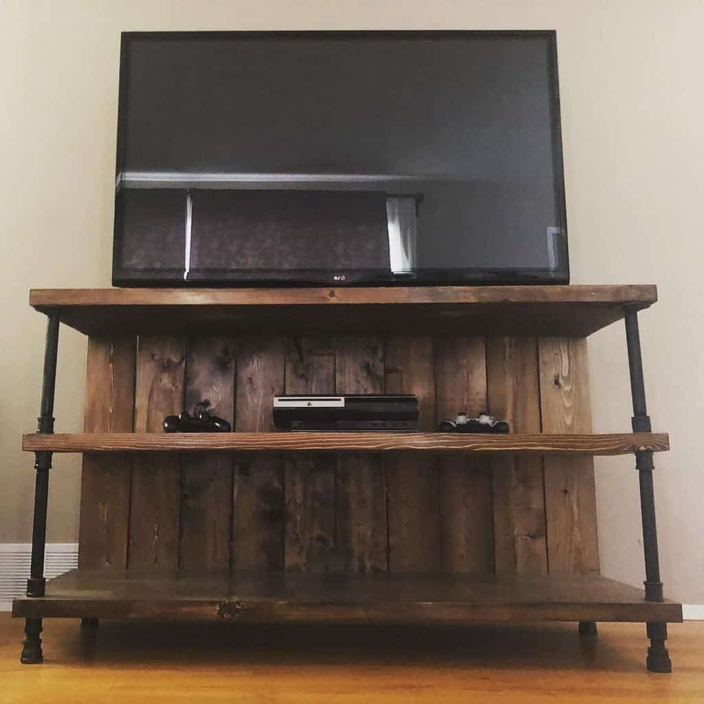 Reclaimed Rustic Tv Stand With Steel (by. @_stuffbysyd_ For Diy Convertible Tv Stands And Bookcase (Gallery 7 of 20)