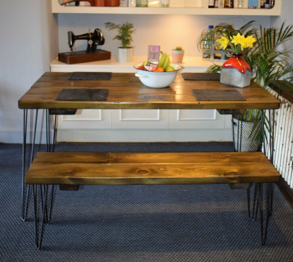 Reclaimed Wood Hairpin Leg Industrial Rustic Kitchen Table Within Industrial Tv Stands With Metal Legs Rustic Brown (View 18 of 20)