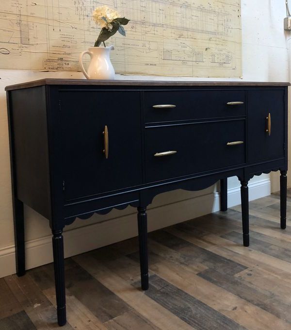 Restored Navy Blue Buffet / Sideboard / Credenza / Tv Throughout Bromley Blue Wide Tv Stands (View 15 of 20)
