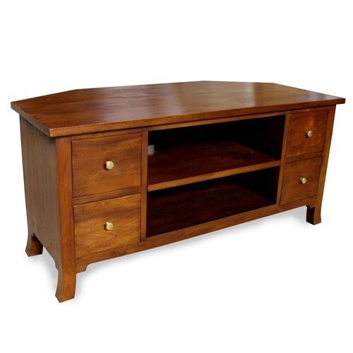 Rosalind Wheeler Mahogany Solid Wood Corner Tv Stand For Throughout Alexandria Corner Tv Stands For Tvs Up To 48&quot; Mahogany (View 17 of 20)