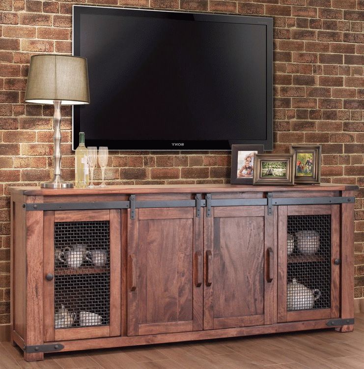 Rustic 80" Tv Stand, Barn Door Rustic Tv Stand Pertaining To Farmhouse Sliding Barn Door Tv Stands For 70 Inch Flat Screen (Gallery 12 of 20)