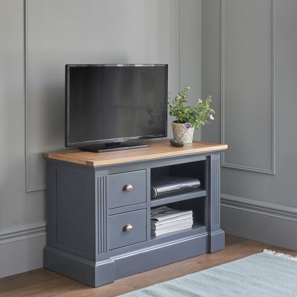 Rustic Solid Oak And Painted Tv Cabinets – Small Tv Unit For Bromley Blue Wide Tv Stands (Gallery 7 of 20)