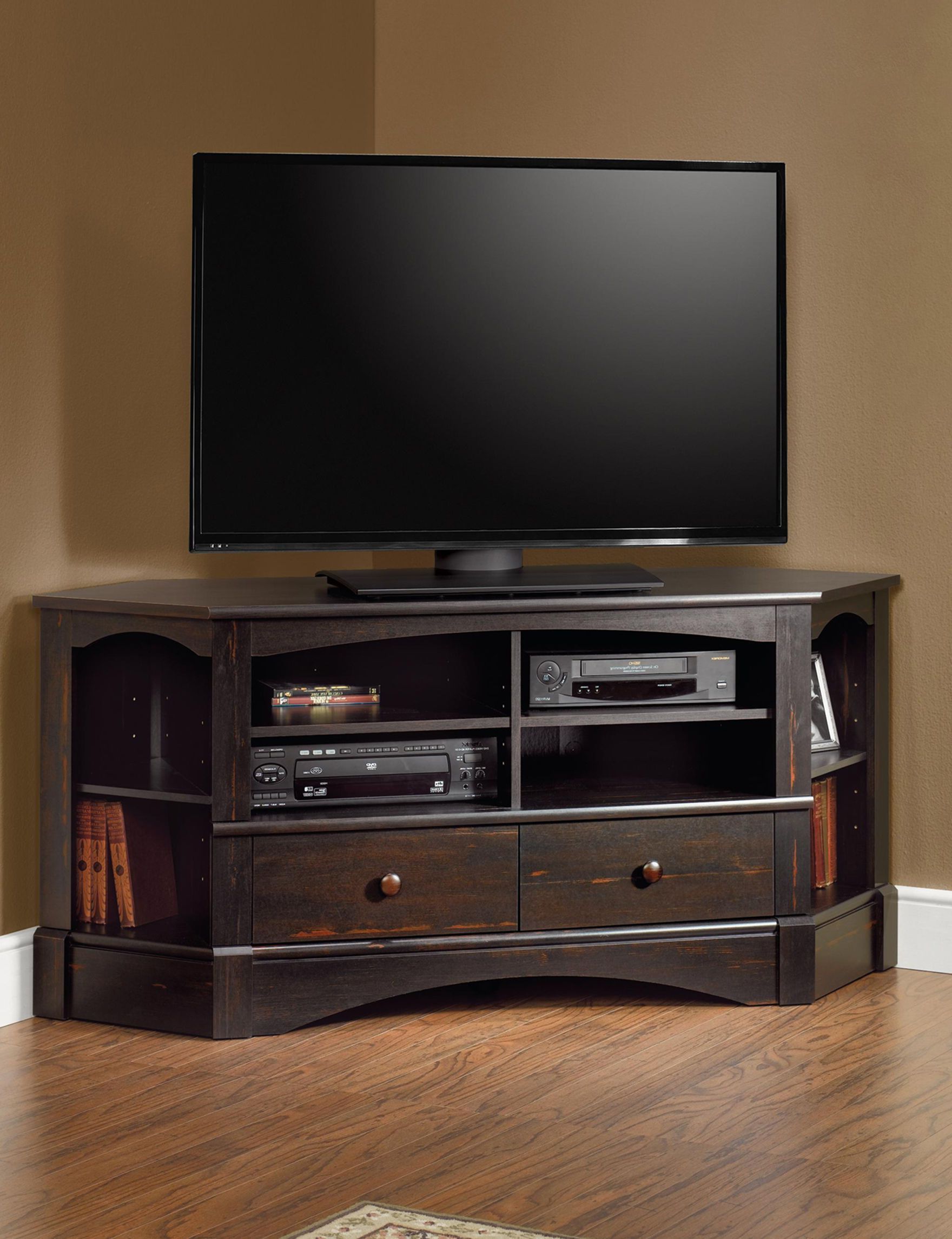 Sauder Brown Tv Stands & Entertainment Centers Living Room Throughout Corner Entertainment Tv Stands (Gallery 1 of 20)