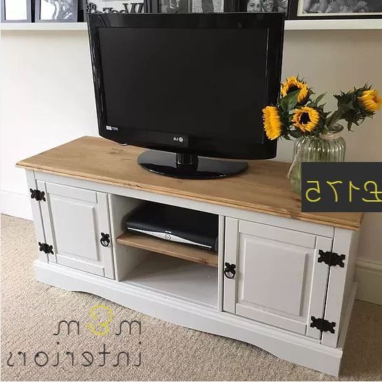 Shabby Chic Tv Unit In Farrow And Ball Cornforth White # With Regard To Corona Small Tv Stands (Gallery 20 of 20)