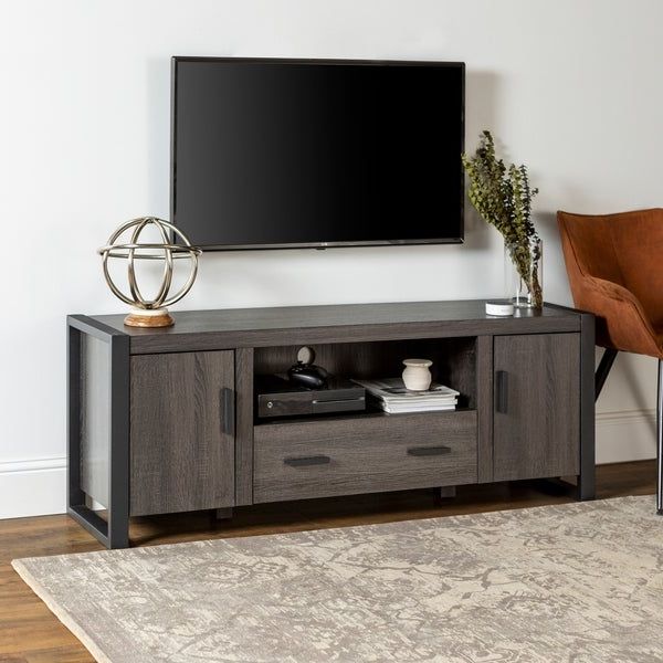 Shop 60" Urban Blend Tv Stand Console – Charcoal – Free Regarding Urban Rustic Tv Stands (Gallery 15 of 20)