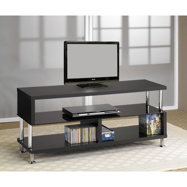 Shop Coaster Company Black And Chrome Tv Stand – Free Within Freya Corner Tv Stands (Gallery 5 of 20)