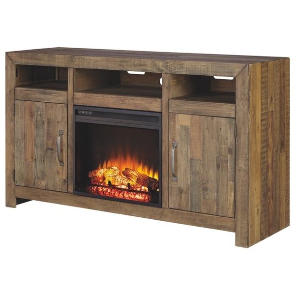 Featured Photo of Top 20 of Modern Farmhouse Fireplace Credenza Tv Stands Rustic Gray Finish
