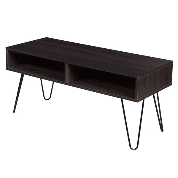 Shop Oak Park Collection Tv Stand With Black Metal Legs Intended For Tabletop Tv Stands Base With Black Metal Tv Mount (Gallery 18 of 20)
