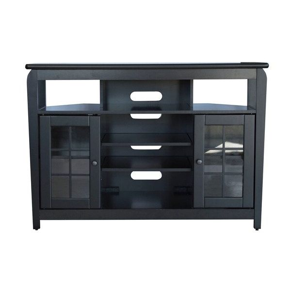 Shop Offex 46"w Corner Tv Stand With 2 Cabinet And Glass With Regard To Modern 2 Glass Door Corner Tv Stands (View 17 of 20)