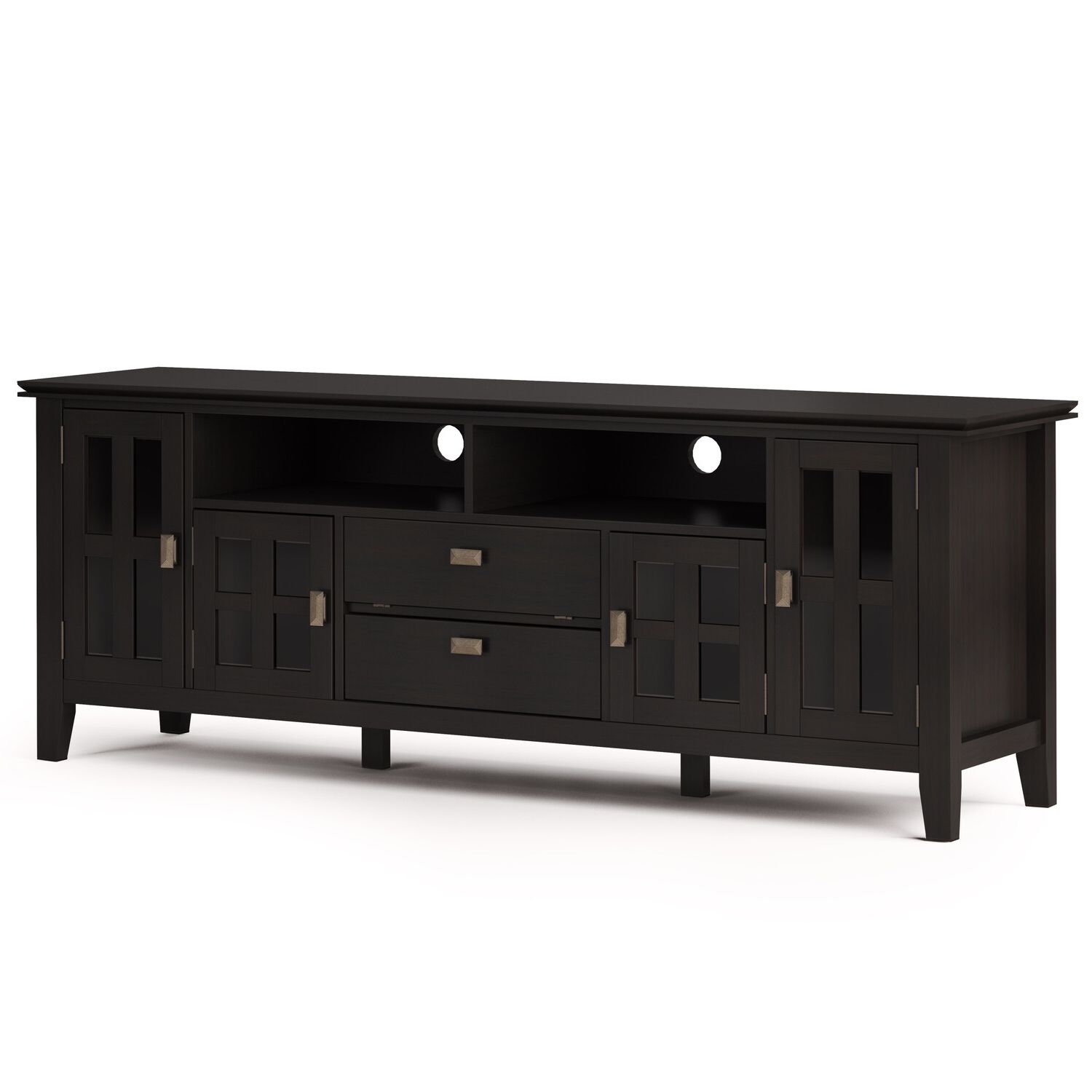 Simpli Home Artisan Solid Wood 72 Inch Wide Contemporary With Regard To Greenwich Wide Tv Stands (View 5 of 20)