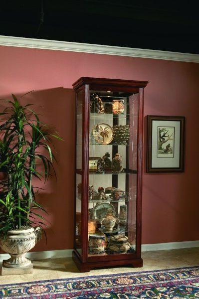 Sliding Door 5 Shelf Curio Cabinet In Victorian Brown Intended For Dark Brown Tv Cabinets With 2 Sliding Doors And Drawer (Gallery 20 of 20)