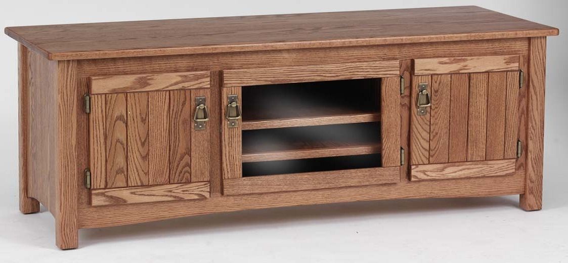 Solid Oak Mission Style Tv Stand W/cabinet  60" – The Oak Intended For Tribeca Oak Tv Media Stand (Gallery 14 of 20)