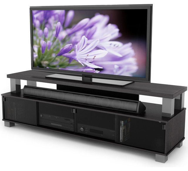 Sonax Bromley Ravenwood Black 75 Inch 2 Tier Tv Bench With Bromley Black Wide Tv Stands (View 2 of 20)