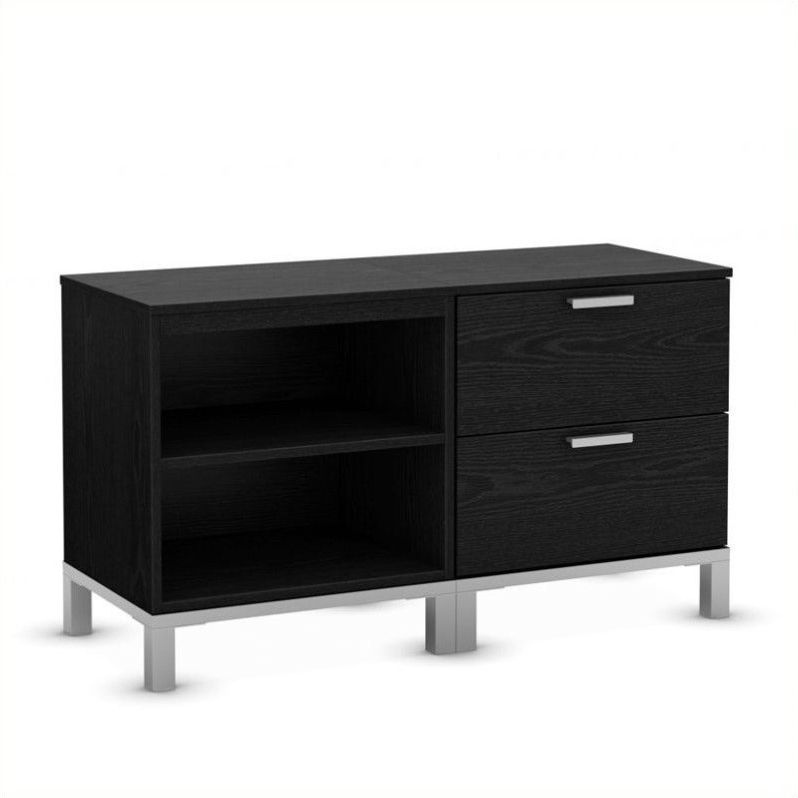 South Shore Flexible 2 Drawer And 2 Shelf Unit In Black Throughout Mainstays Payton View Tv Stands With 2 Bins (View 2 of 20)