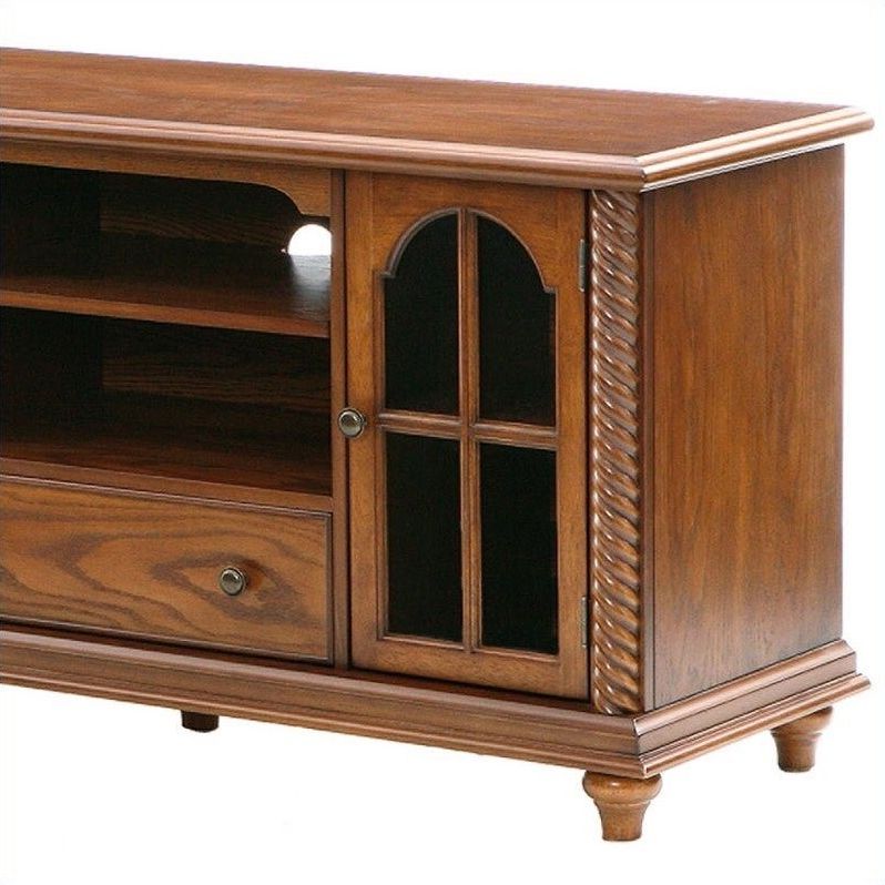 Southern Enterprises Highbanks Media Stand In Antique Oak Pertaining To Tribeca Oak Tv Media Stand (Gallery 20 of 20)