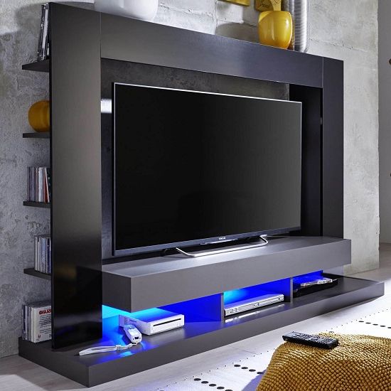 Stamford Entertainment Unit In Black Gloss Fronts With Pertaining To Dillon Black Tv Unit Stands (Gallery 20 of 20)