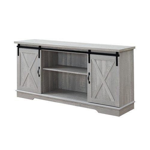 Stone Gray Farmhouse Sliding Barn Door 58" Tv Stand | Barn In Jaxpety 58&quot; Farmhouse Sliding Barn Door Tv Stands (View 6 of 20)