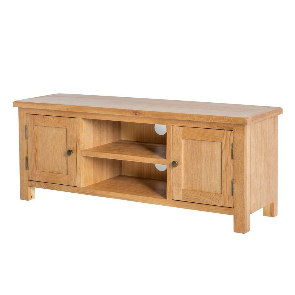 Surrey Oak Large Tv Stand / Solid Wood Plasma Tv Unit For Dillon Oak Extra Wide Tv Stands (View 10 of 20)