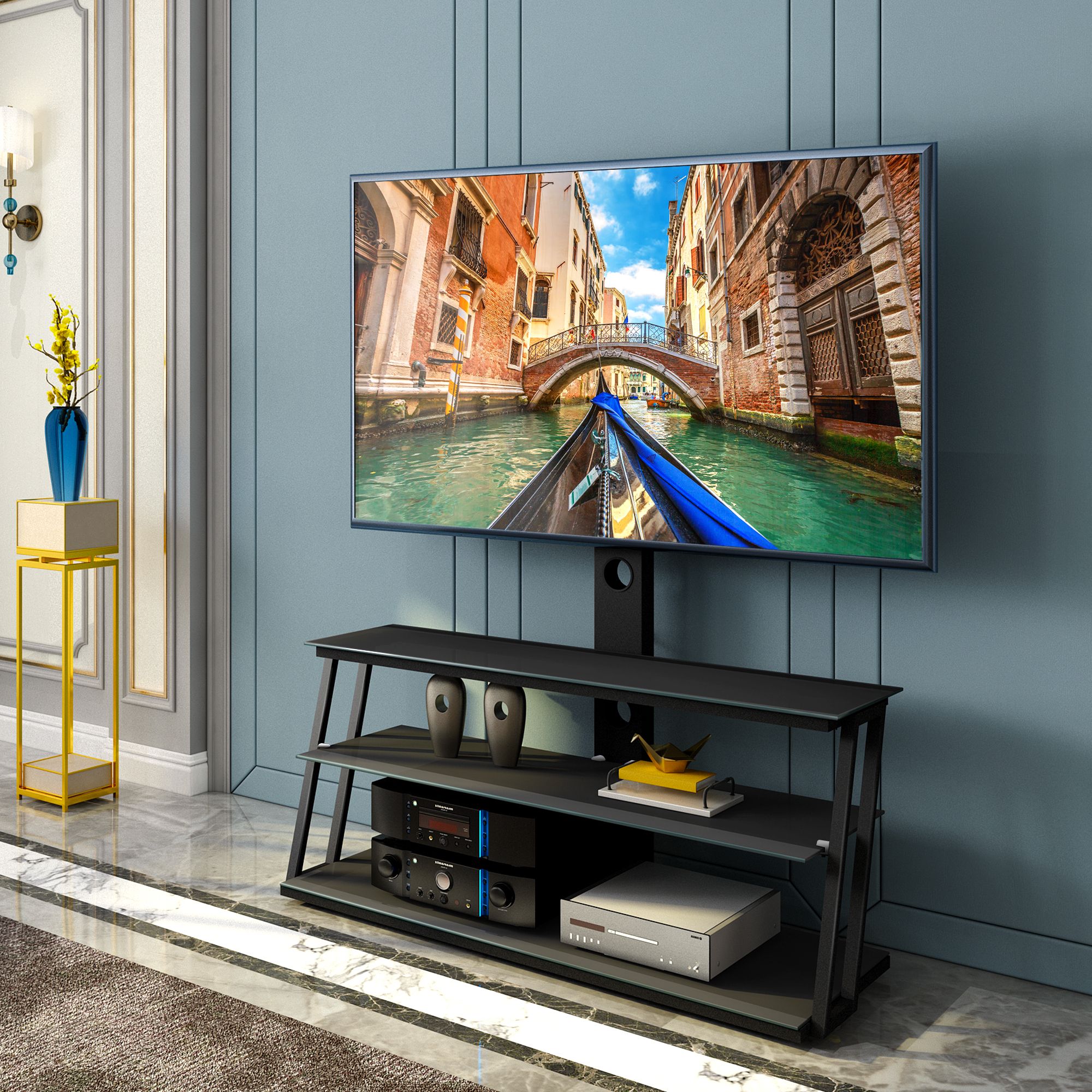 Swivel Floor Tv Stand With Mount, Universal Tv Stands Within Caleah Tv Stands For Tvs Up To 65&quot; (Gallery 15 of 20)