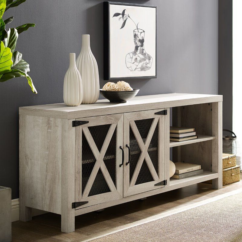 Tansey Tv Stand For Tvs Up To 65" In 2020 | Rustic Tv With Tv Stands With Table Storage Cabinet In Rustic Gray Wash (Gallery 3 of 20)