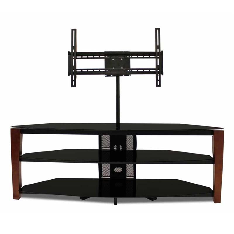 Tech Craft Solid Wood And Black Glass Tv Stand With 60 In With Modern Black Floor Glass Tv Stands With Mount (View 16 of 20)
