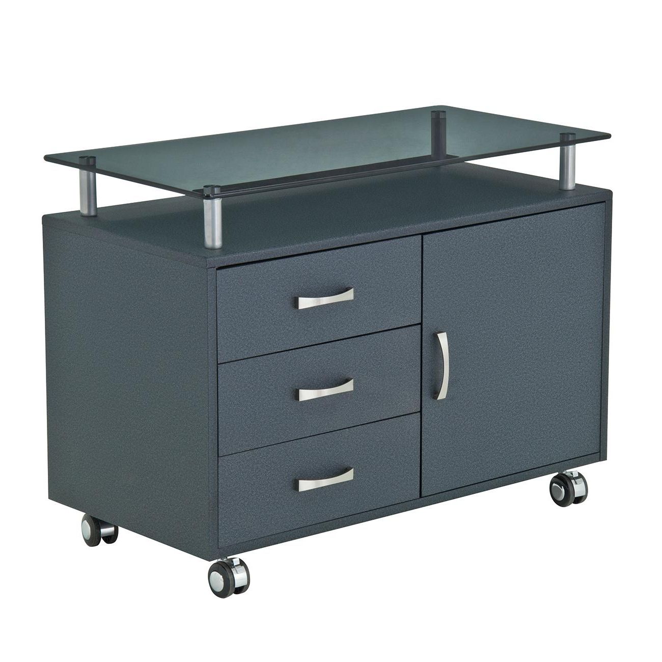 Techni Mobili Rolling Storage Cabinet With Frosted Glass Within Techni Mobili 53" Driftwood Tv Stands In Grey (View 17 of 20)