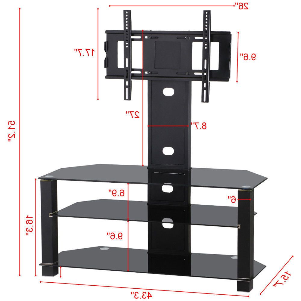 Tempered Glass Black Tv Stand Console Media 37" 60" W Inside Glass Shelves Tv Stands For Tvs Up To 60" (Gallery 19 of 20)