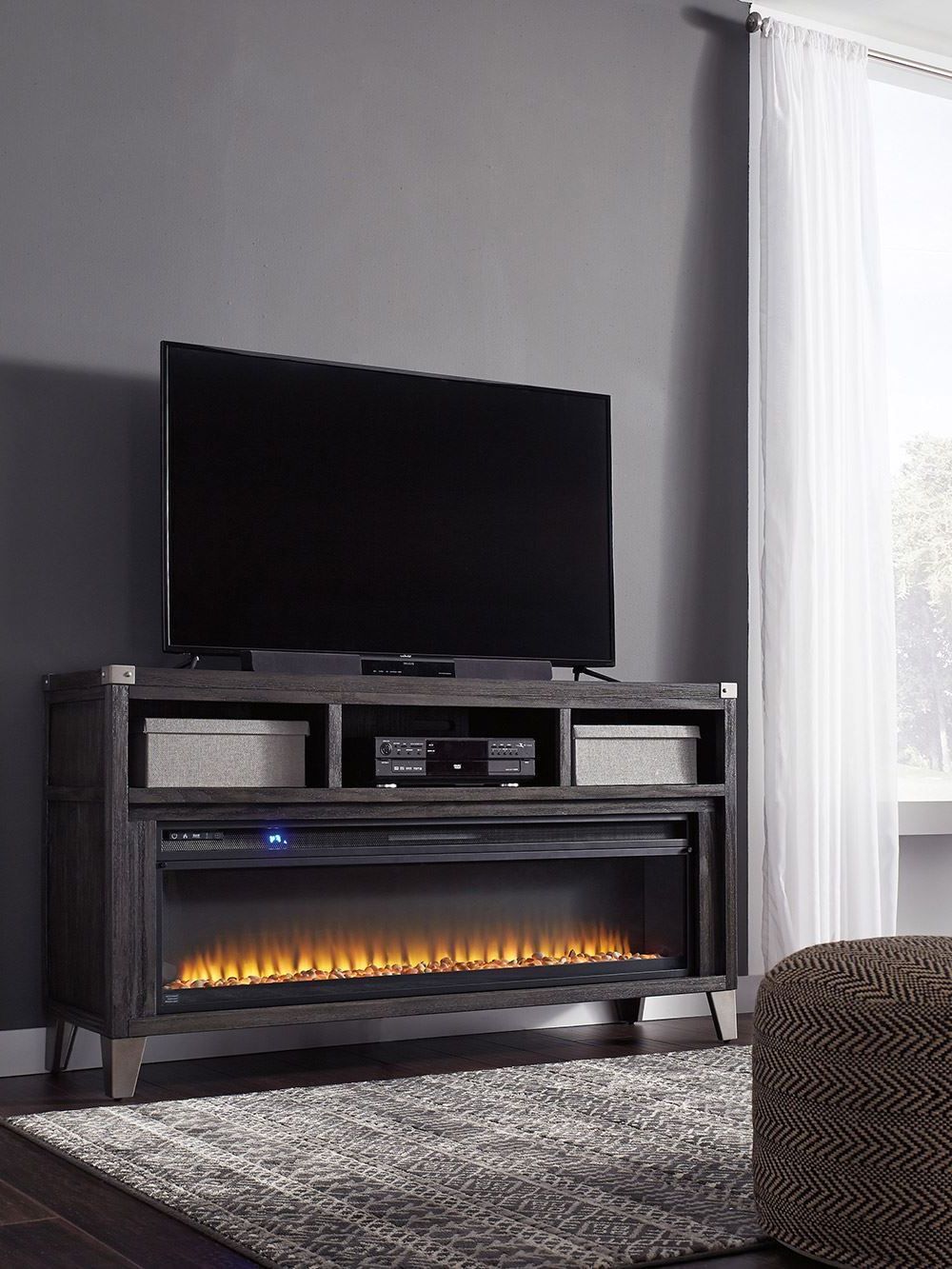 Todoe Large Tv Stand With Fireplace Insert | The Furniture In Chromium Extra Wide Tv Unit Stands (Gallery 18 of 20)