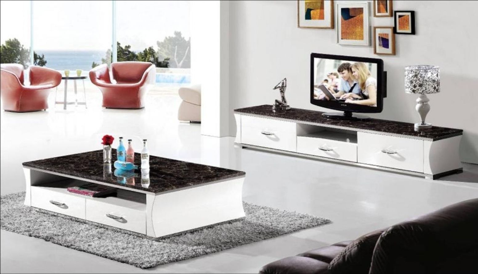 Tv Stand And Coffee Table Set | Roy Home Design Regarding Alden Design Wooden Tv Stands With Storage Cabinet Espresso (View 15 of 20)