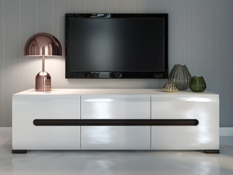 Tv Stand Cabinet Unit In White High Gloss And White Matt Throughout Carbon Tv Unit Stands (Gallery 9 of 20)