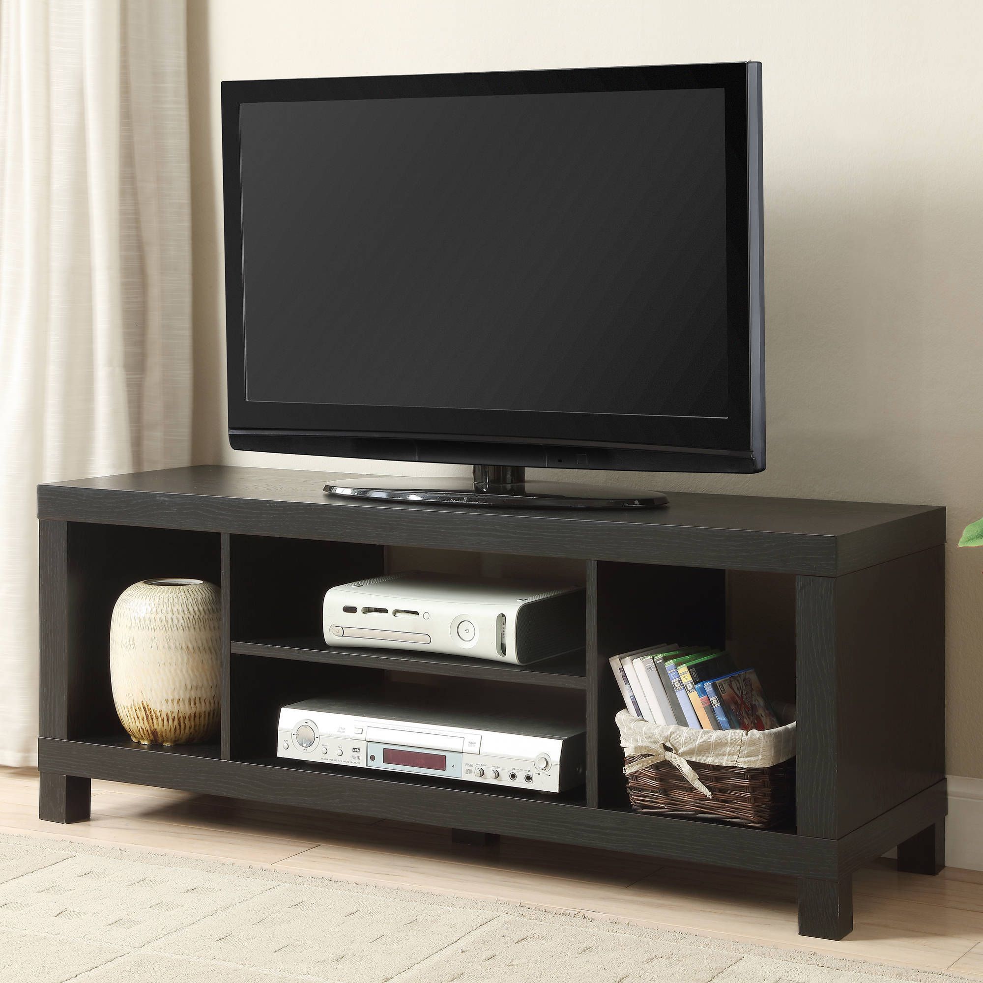 Tv Stand Entertainment Center Home Theater Media Storage In Modern Black Tabletop Tv Stands (Gallery 7 of 20)