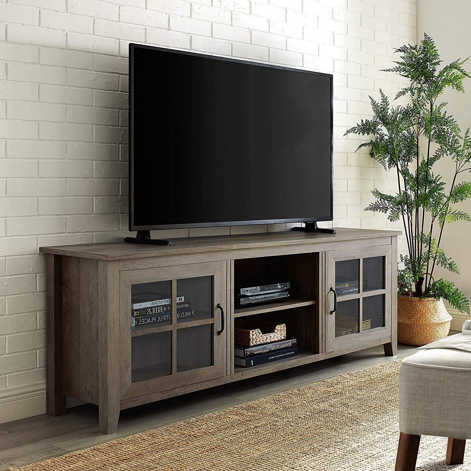 Tv Stand In 2020 | Living Room Storage, Walker Edison Throughout Walker Edison Farmhouse Tv Stands With Storage Cabinet Doors And Shelves (Gallery 4 of 20)