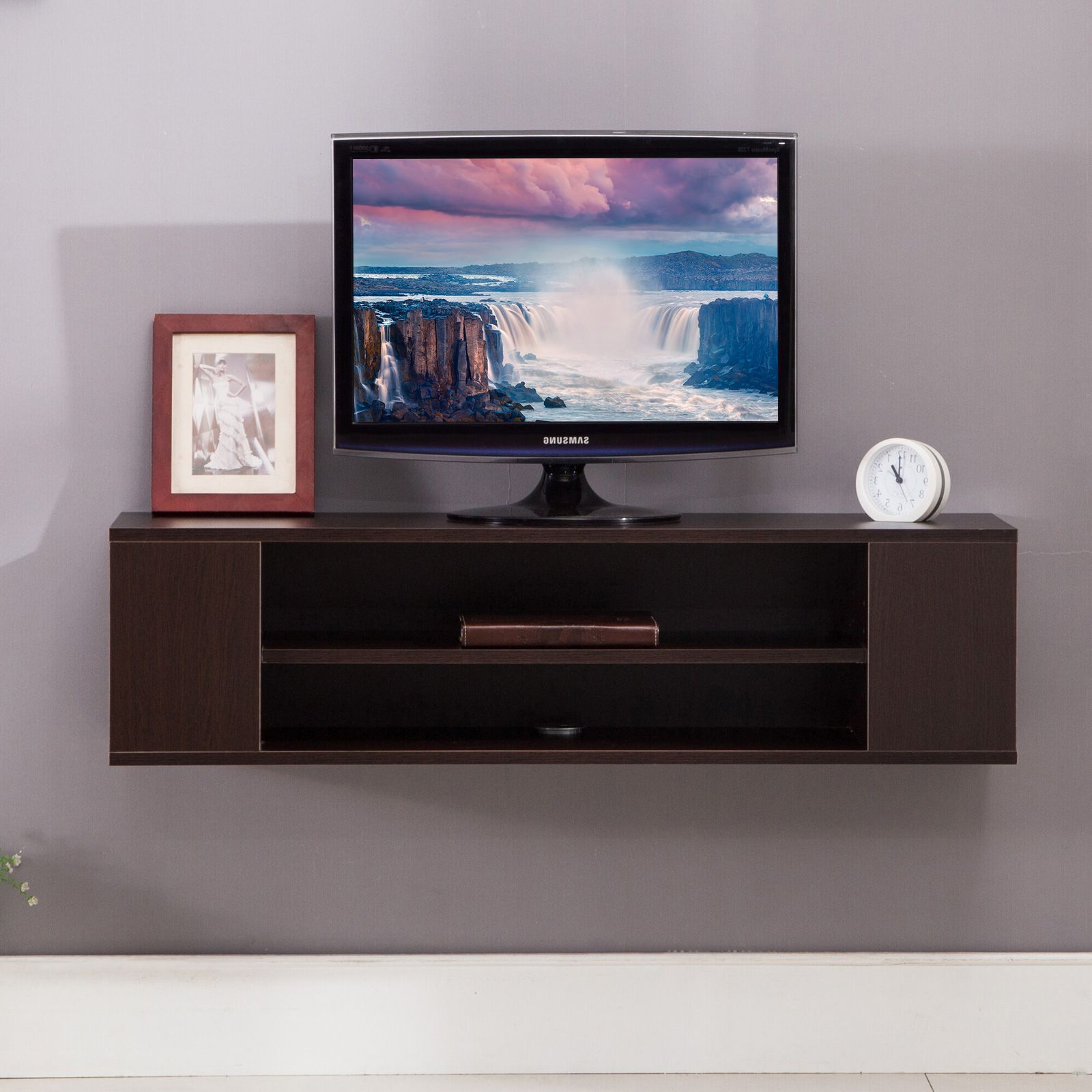 Tv Stand Mecor Floating Shelves Wall Mount Media Console Inside Petter Tv Media Stands (View 5 of 20)