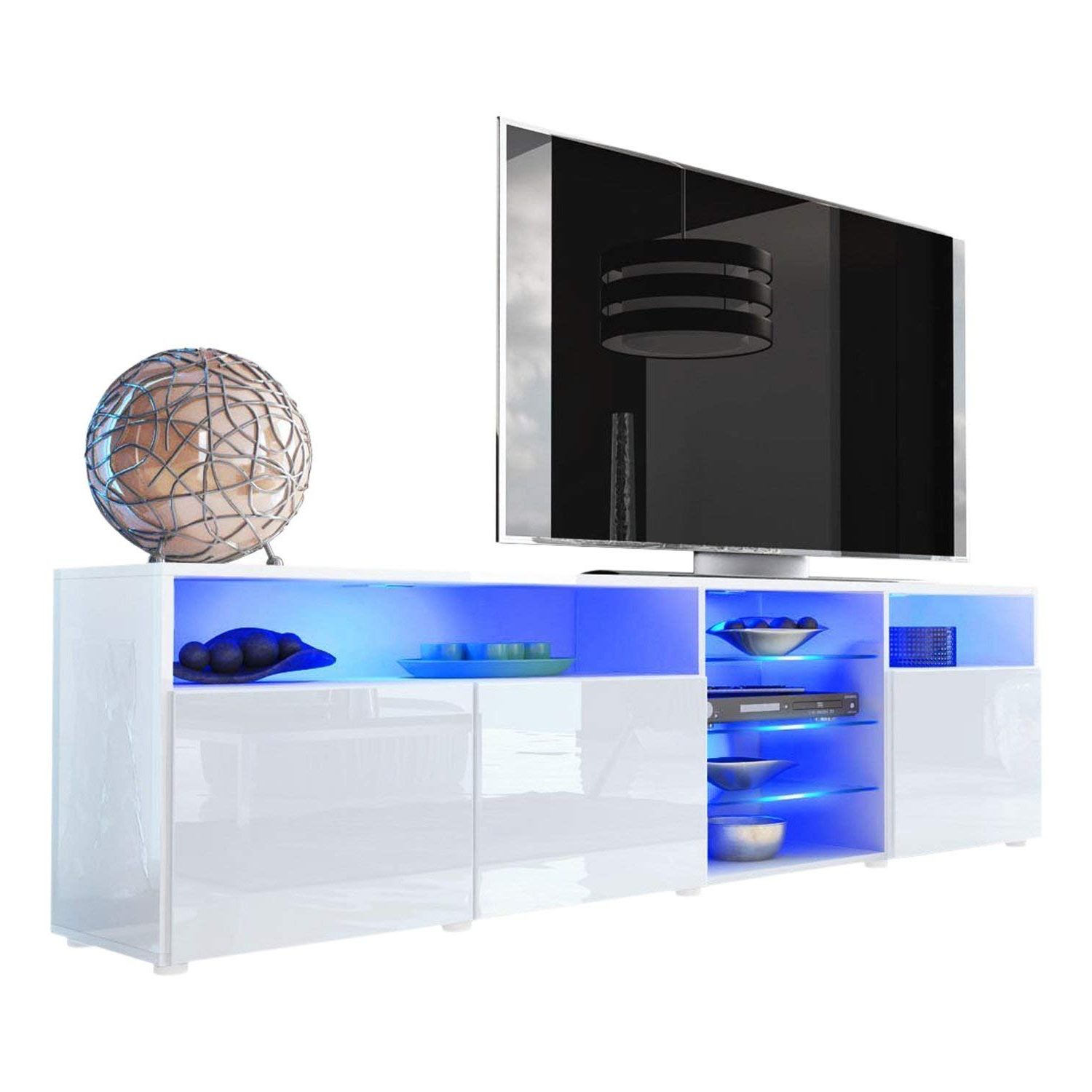 Tv Stand Roma Matte Body High Gloss Doors Modern Tv Stand In Polar Led Tv Stands (Gallery 18 of 20)